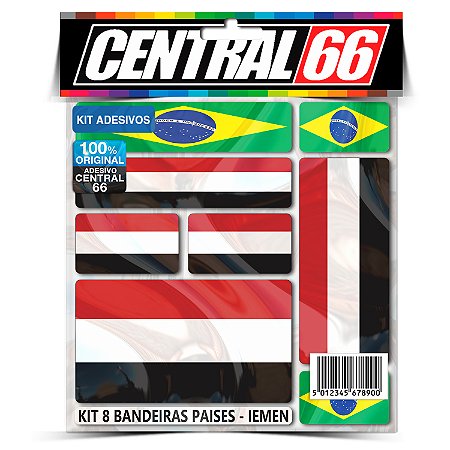 Kit 8 Adesivos Bandeiras Países Envernizado Iêmen