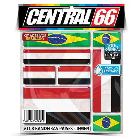 Kit 8 Adesivos Bandeiras Países Resinado Iêmen