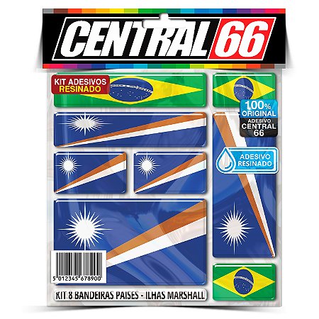 Kit 8 Adesivos Bandeiras Países Resinado Ilhas Marshall