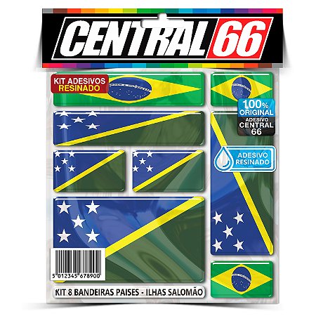 Kit 8 Adesivos Bandeiras Países Resinado Ilhas Salomão