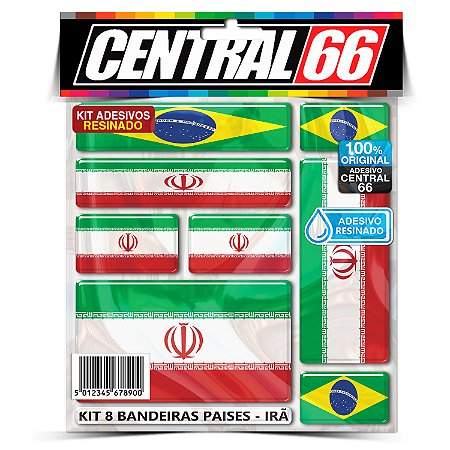 Kit 8 Adesivos Bandeiras Países Resinado Irã