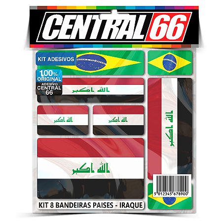 Kit 8 Adesivos Bandeiras Países Envernizado Iraque