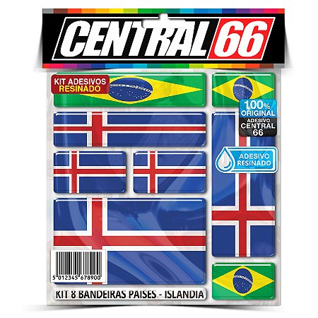 Kit 8 Adesivos Bandeiras Países Resinado Islândia