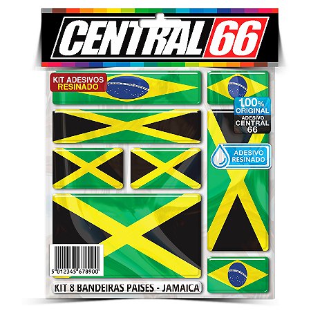 Kit 8 Adesivos Bandeiras Países Resinado Jamaica