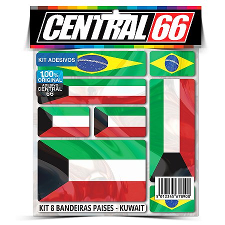 Kit 8 Adesivos Bandeiras Países Envernizado Kuwait