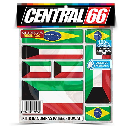 Kit 8 Adesivos Bandeiras Países Resinado Kuwait