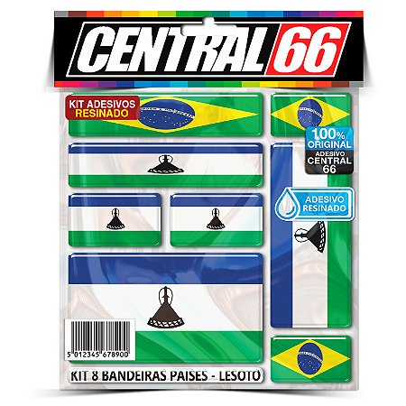 Kit 8 Adesivos Bandeiras Países Resinado Lesoto