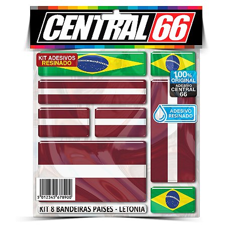 Kit 8 Adesivos Bandeiras Países Resinado Letônia