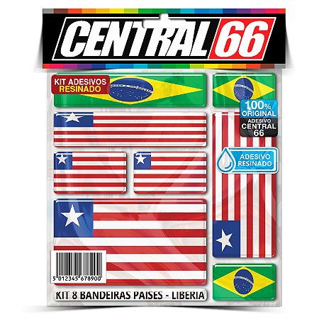 Kit 8 Adesivos Bandeiras Países Resinado Libéria