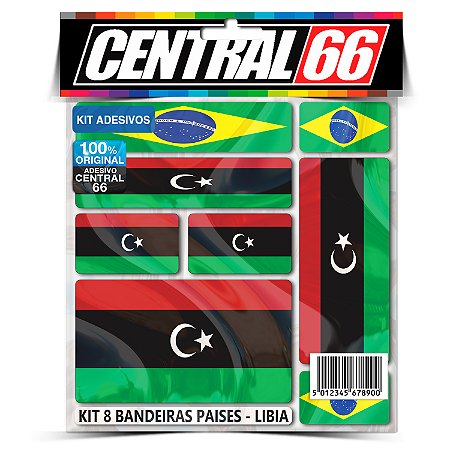 Kit 8 Adesivos Bandeiras Países Envernizado Líbia