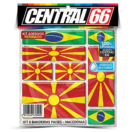 Kit 8 Adesivos Bandeiras Países Resinado Macedônia