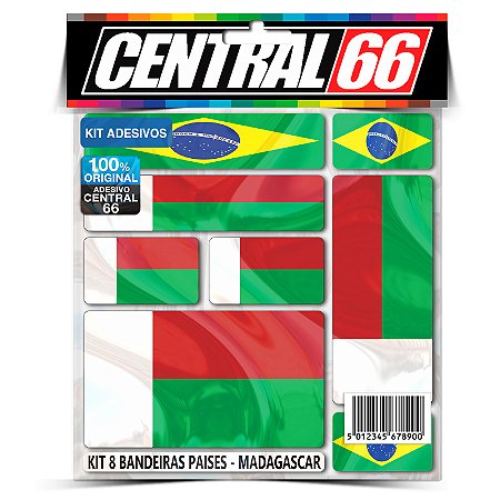 Kit 8 Adesivos Bandeiras Países Envernizado Madagascar