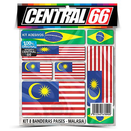 Kit 8 Adesivos Bandeiras Países Envernizado Malásia