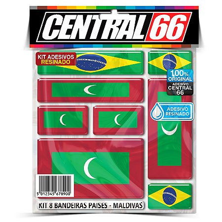 Kit 8 Adesivos Bandeiras Países Resinado Maldivas