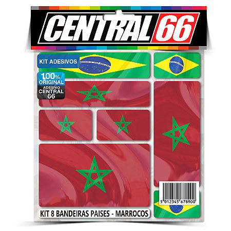 Kit 8 Adesivos Bandeiras Países Envernizado Marrocos