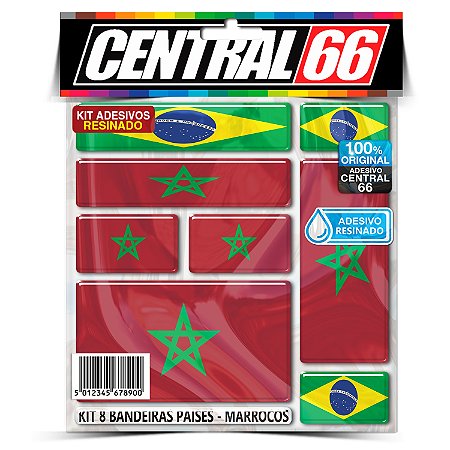 Kit 8 Adesivos Bandeiras Países Resinado Marrocos