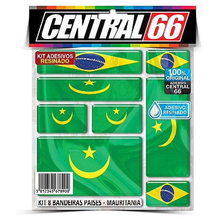 Kit 8 Adesivos Bandeiras Países Resinado Mauritânia