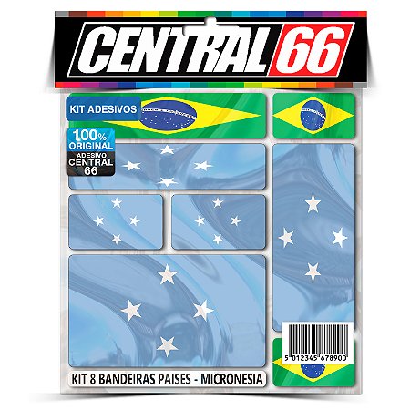 Kit 8 Adesivos Bandeiras Países Envernizado Micronésia