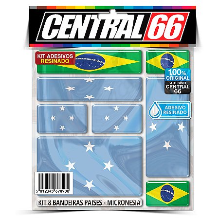 Kit 8 Adesivos Bandeiras Países Resinado Micronésia