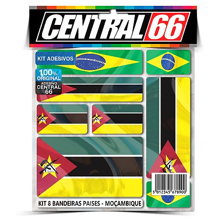 Kit 8 Adesivos Bandeiras Países Envernizado Moçambique