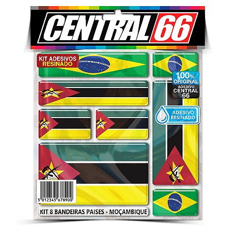 Kit 8 Adesivos Bandeiras Países Resinado Moçambique