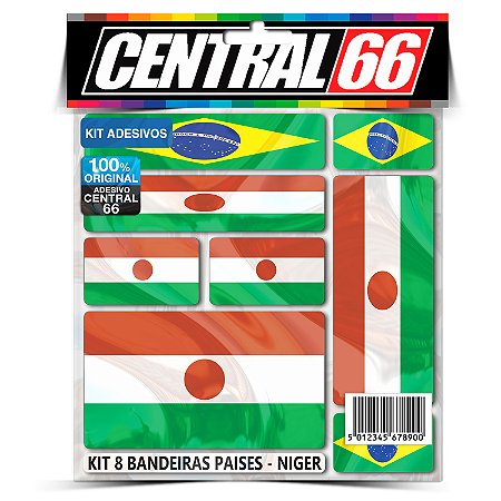 Kit 8 Adesivos Bandeiras Países Envernizado Níger