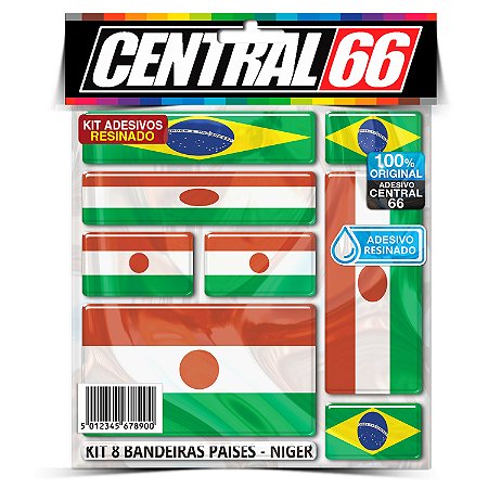 Kit 8 Adesivos Bandeiras Países Resinado Níger