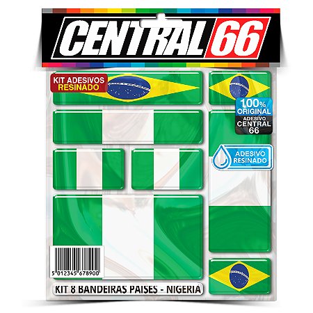 Kit 8 Adesivos Bandeiras Países Resinado Nigéria