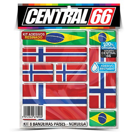 Kit 8 Adesivos Bandeiras Países Resinado Noruega