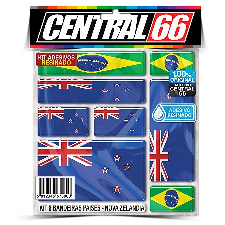 Kit 8 Adesivos Bandeiras Países Resinado Nova Zelândia