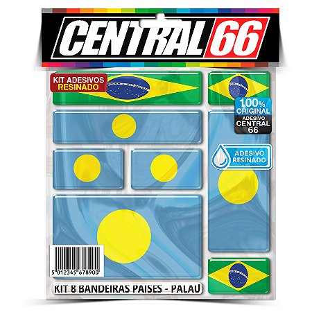 Kit 8 Adesivos Bandeiras Países Resinado Palau