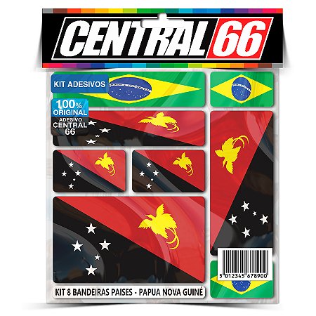 Kit 8 Adesivos Bandeiras Países Envernizado Papua Nova Guiné