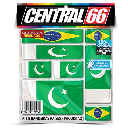 Kit 8 Adesivos Bandeiras Países Resinado Paquistão