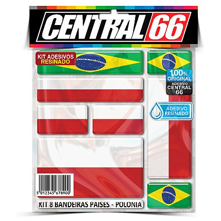Kit 8 Adesivos Bandeiras Países Resinado Polônia
