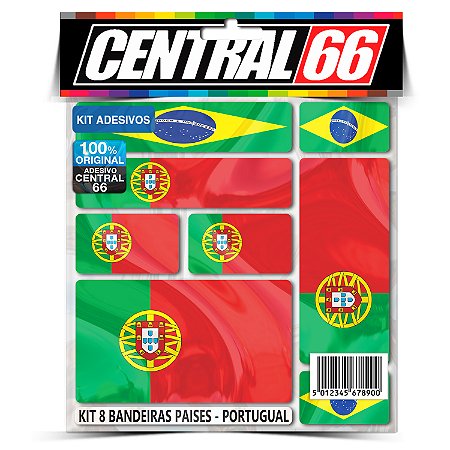 Kit 8 Adesivos Bandeiras Países Envernizado Portugal