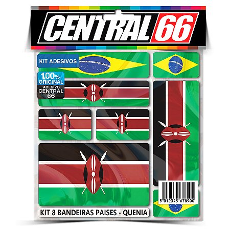 Kit 8 Adesivos Bandeiras Países Envernizado Quênia