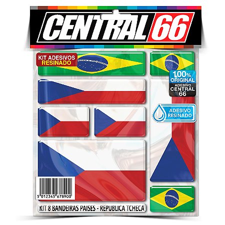 Kit 8 Adesivos Bandeiras Países Resinado República Tcheca