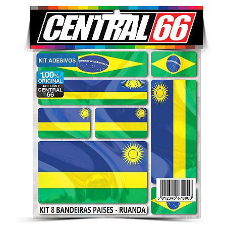 Kit 8 Adesivos Bandeiras Países Envernizado Ruanda