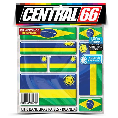 Kit 8 Adesivos Bandeiras Países Resinado Ruanda