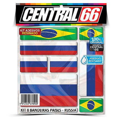 Kit 8 Adesivos Bandeiras Países Resinado Rússia