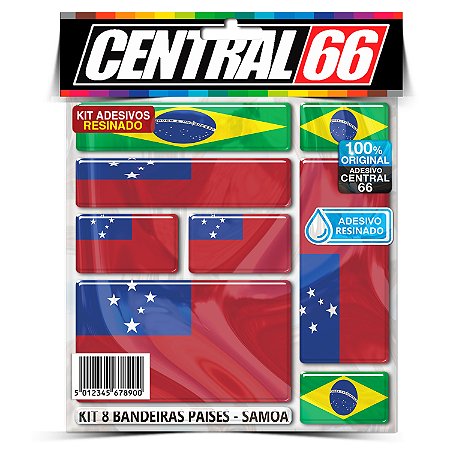 Kit 8 Adesivos Bandeiras Países Resinado Samoa
