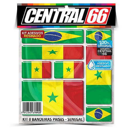 Kit 8 Adesivos Bandeiras Países Resinado Senegal
