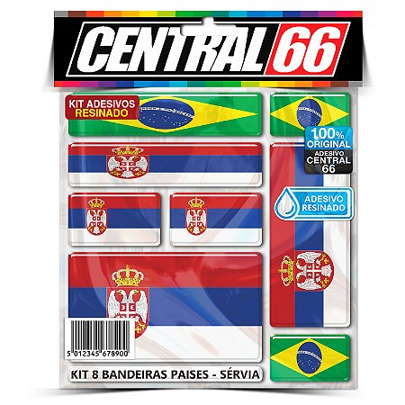 Kit 8 Adesivos Bandeiras Países Resinado Sérvia