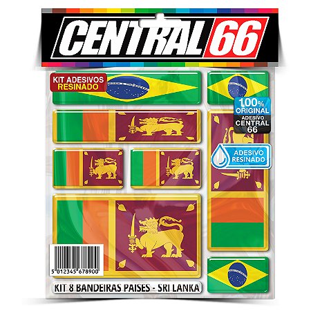 Kit 8 Adesivos Bandeiras Países Resinado Sri Lanka