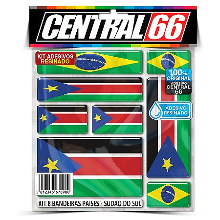 Kit 8 Adesivos Bandeiras Países Resinado Sudão Do Sul