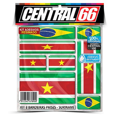 Kit 8 Adesivos Bandeiras Países Resinado Suriname