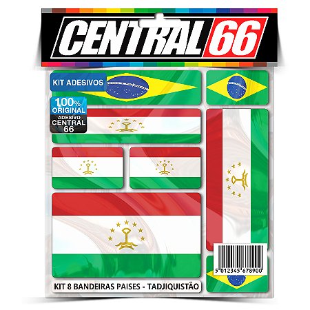 Kit 8 Adesivos Bandeiras Países Envernizado Tadjiquistão