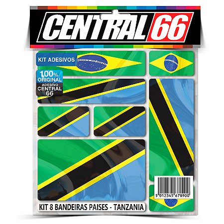Kit 8 Adesivos Bandeiras Países Envernizado Tanzânia