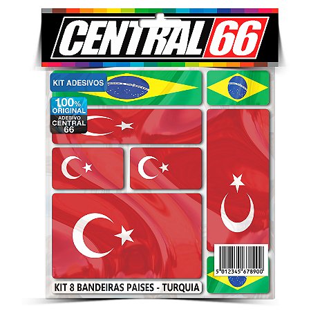 Kit 8 Adesivos Bandeiras Países Envernizado Turquia