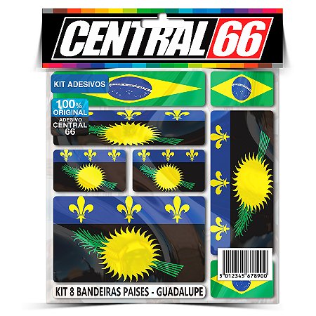 Kit 8 Adesivos Bandeiras Países Envernizado Guadalupe